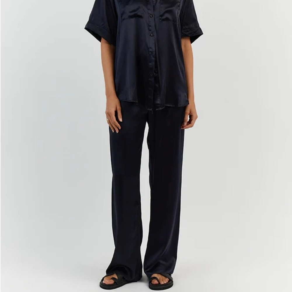 NWT DISSH Evans Navy Silk Pant